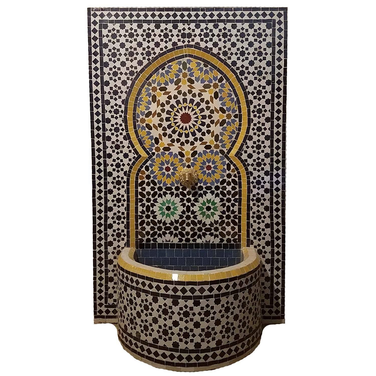Cement Meknes Moroccan Mosaic Fountain, All Mosaics For Sale