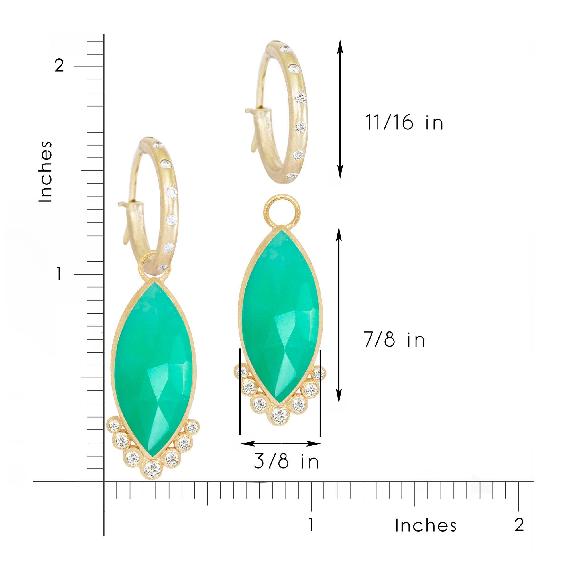 Women's or Men's Mekong Med Chrysoprase 18 Karat Gold Earrings