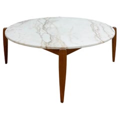 Table basse en marbre et noyer Mel Abitz pour Galloway's