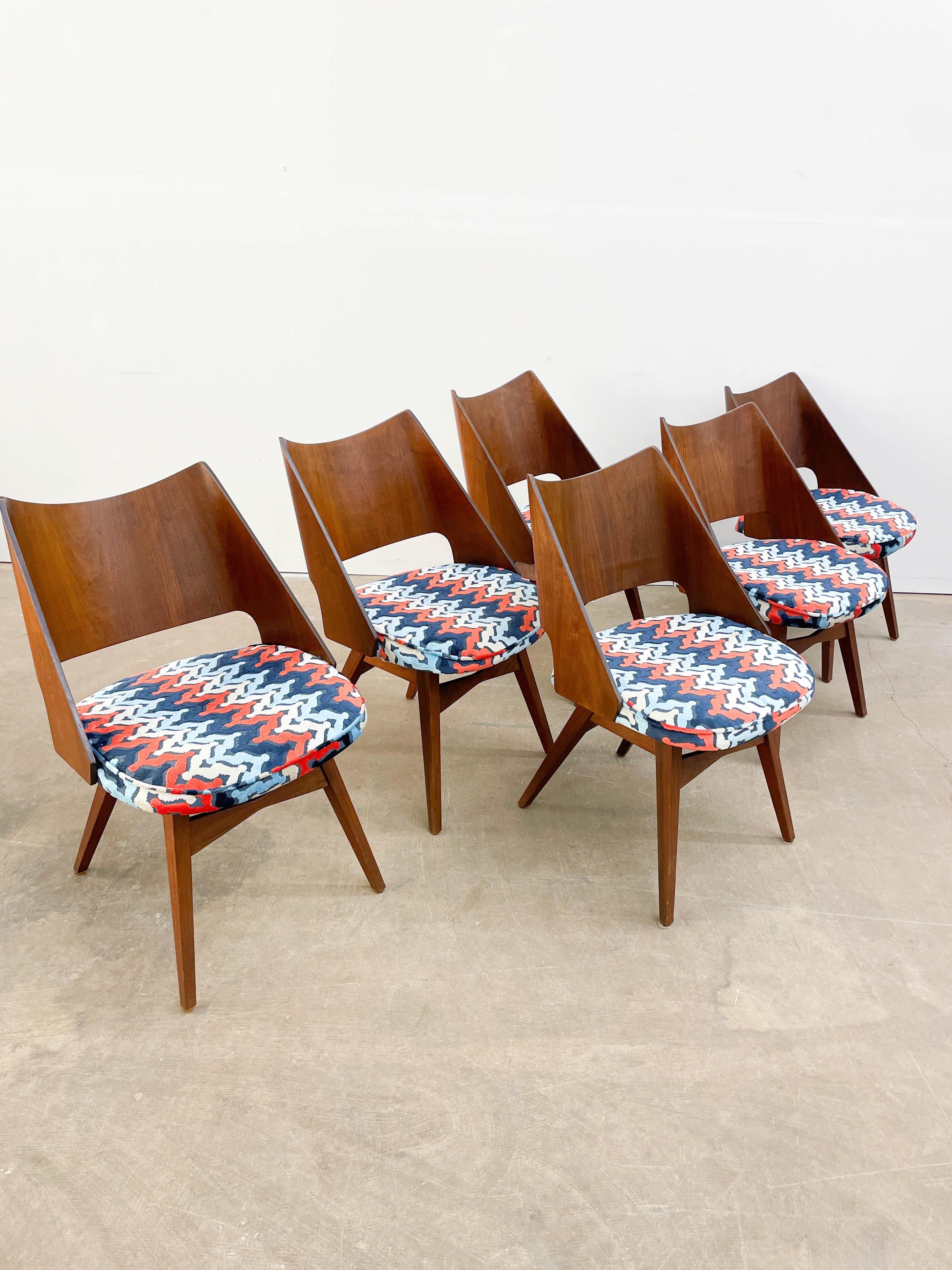 Mel Abitz Walnut Dining Chairs for Galloways, Set of 6 1
