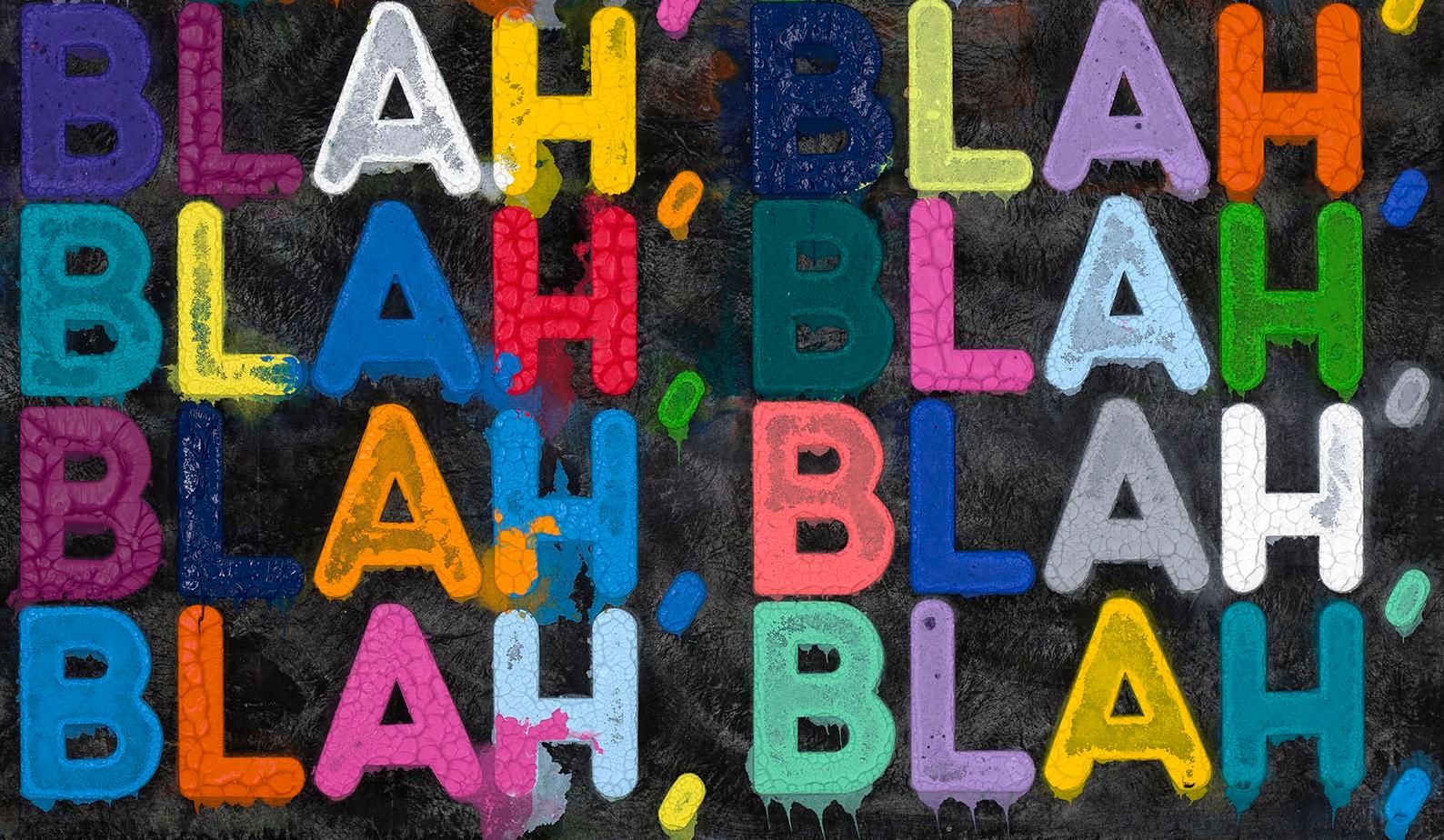 'Blah Blah Blah' Unique work, 2024 - Print by Mel Bochner