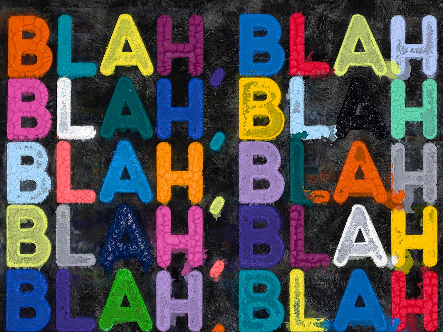 'Blah Blah Blah' Unique work, 2024 - Conceptual Print by Mel Bochner