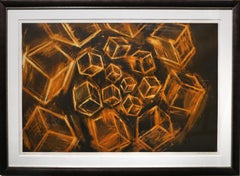 Cubes, Signed Abstract Etching by Mel Bochner