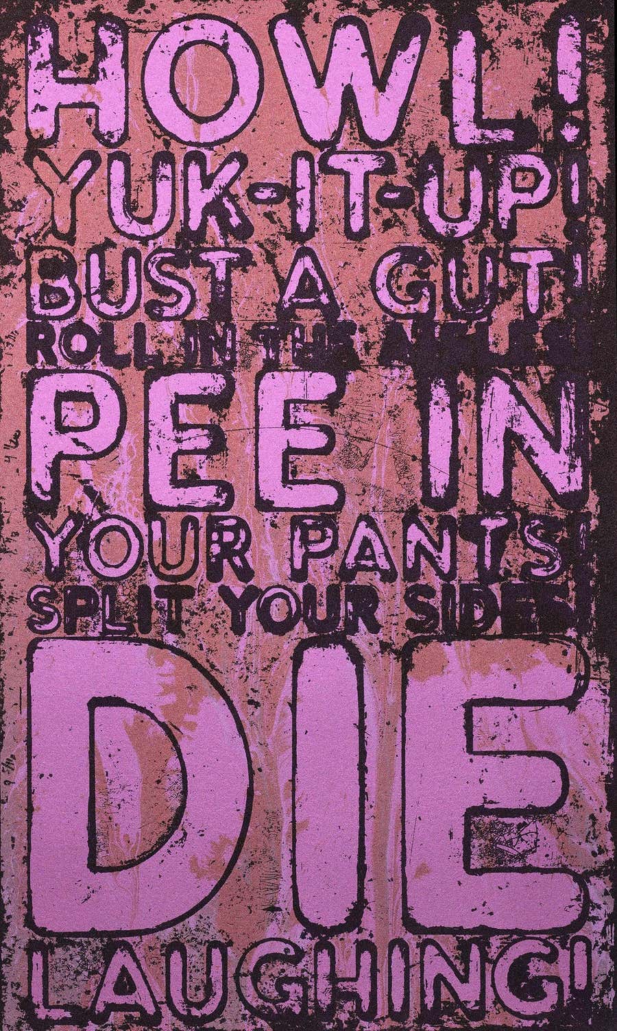 Howl! -- Screen Print, Glitter, Text Art by Mel Bochner