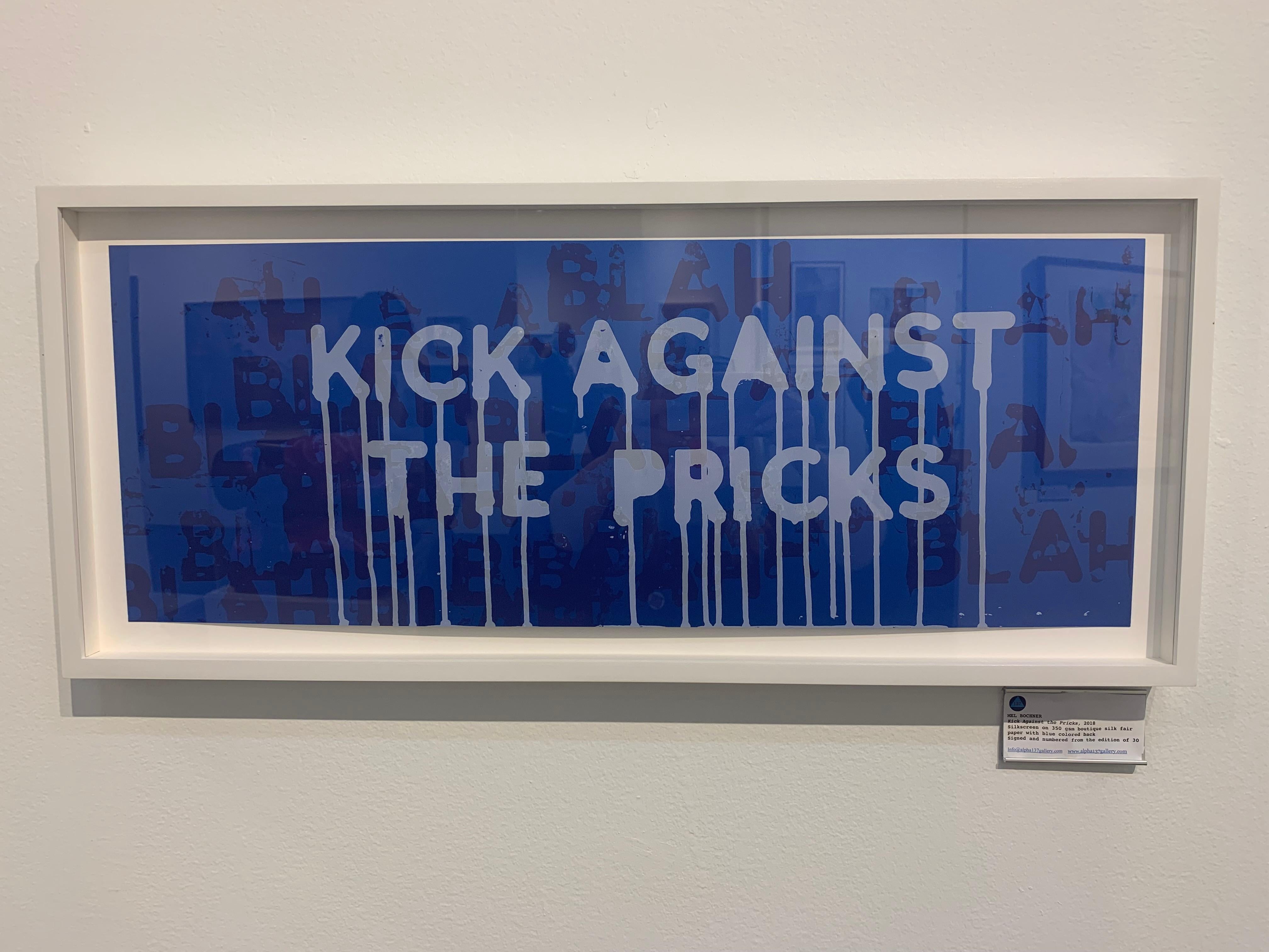 MEL BOCHNER
Calcio contro i coglioni (Blah...Blah...Blah...), 2018
Serigrafia a due colori su carta boutique silk fair con retro blu, carta da 350 g/m².
Firmato, datato e numerato 29/30 sul fronte da Mel Bochner
Cornice inclusa: elegante cornice in