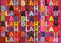 Mel Bochner "Blah, Blah, Blah" oil monoprint with collage, engraving, embossment