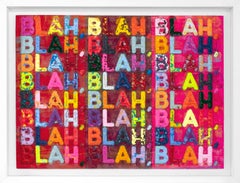 Mel Bochner "Blah, Blah, Blah" oil monoprint with collage, engraving, embossment