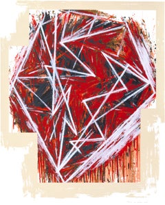 "Untitled" by Mel Bochner (Red, White, Abstract, Expressionist, Screenprint)