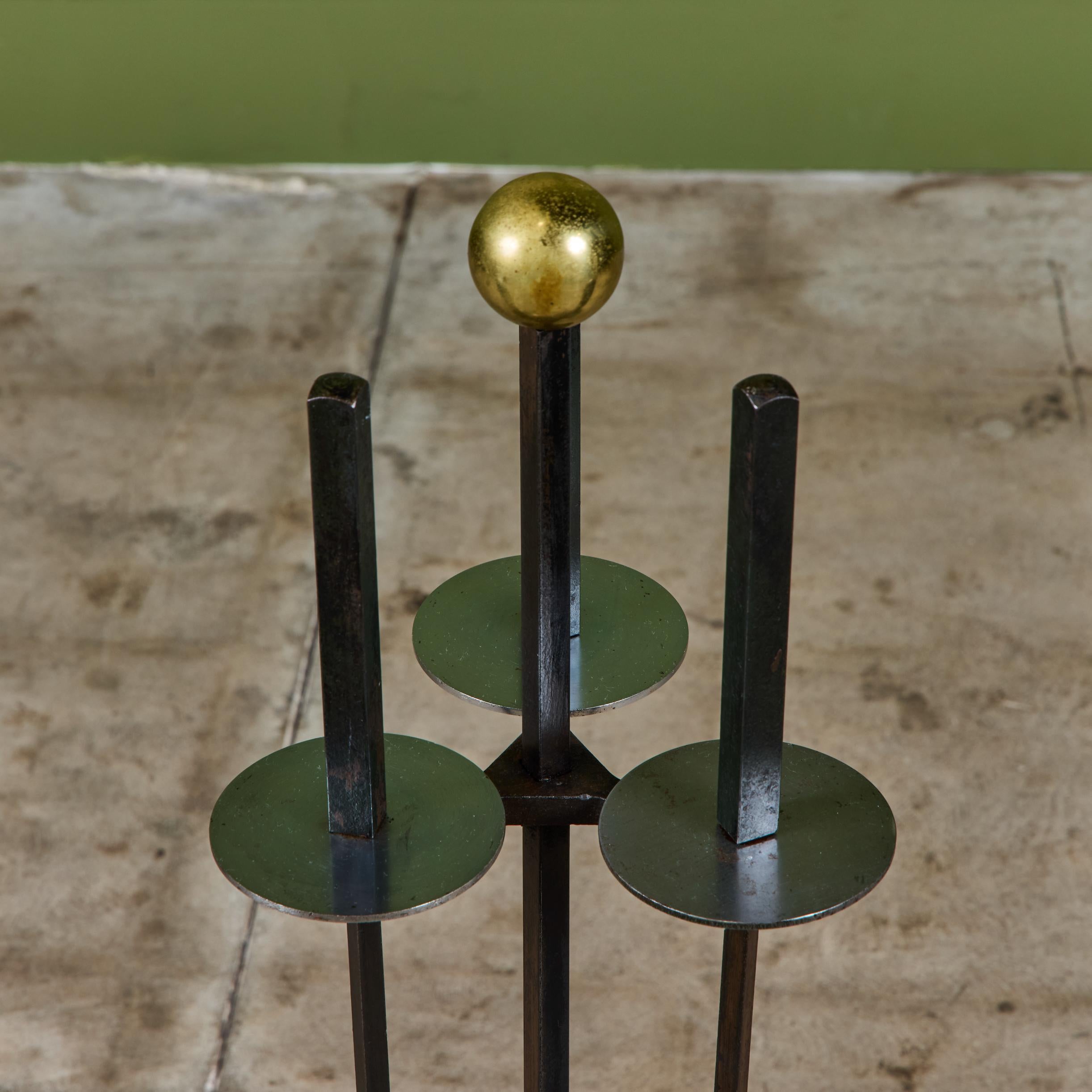 Minimalist Mel Bogart Fireplace Tool Set For Sale
