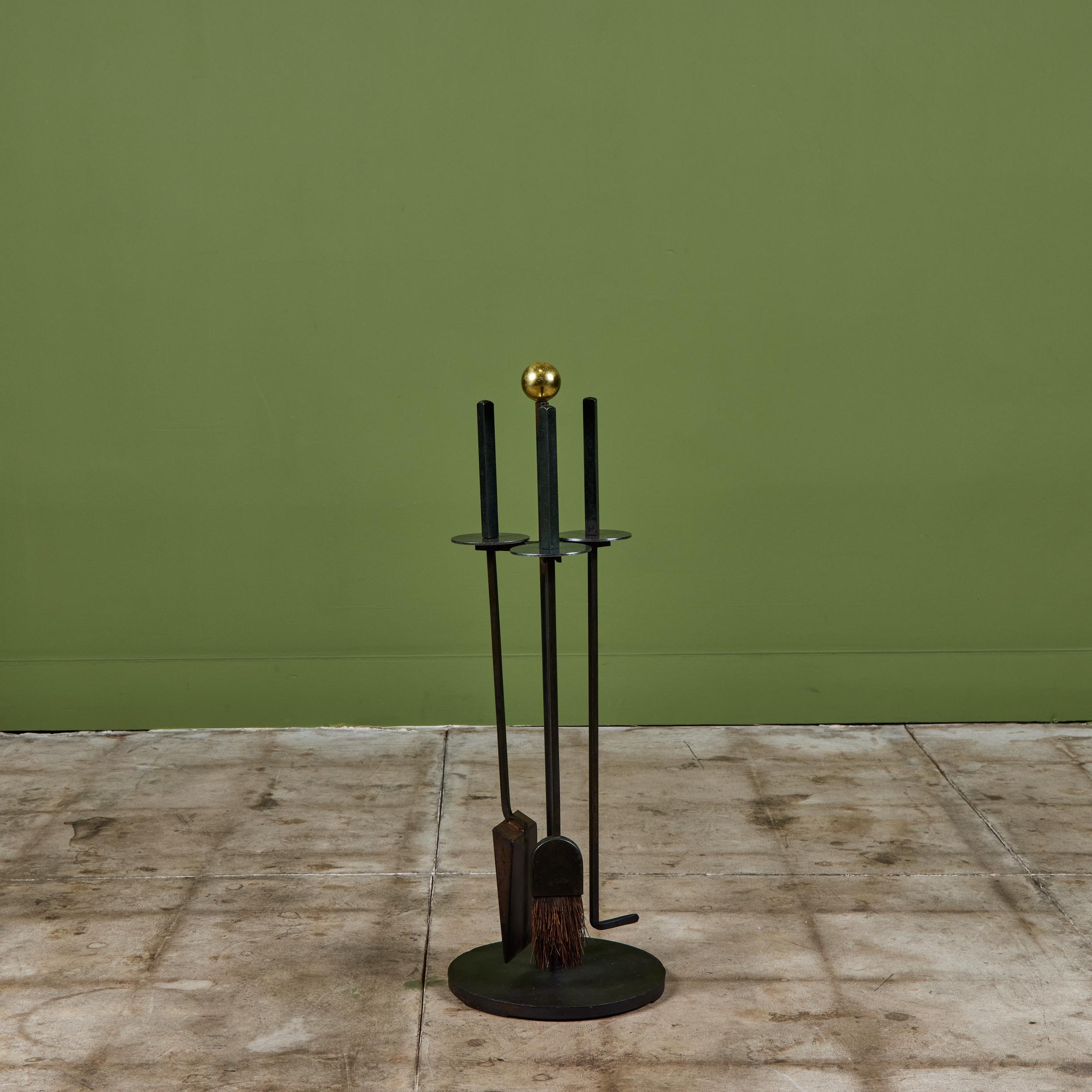 Mel Bogart Fireplace Tool Set In Good Condition For Sale In Los Angeles, CA