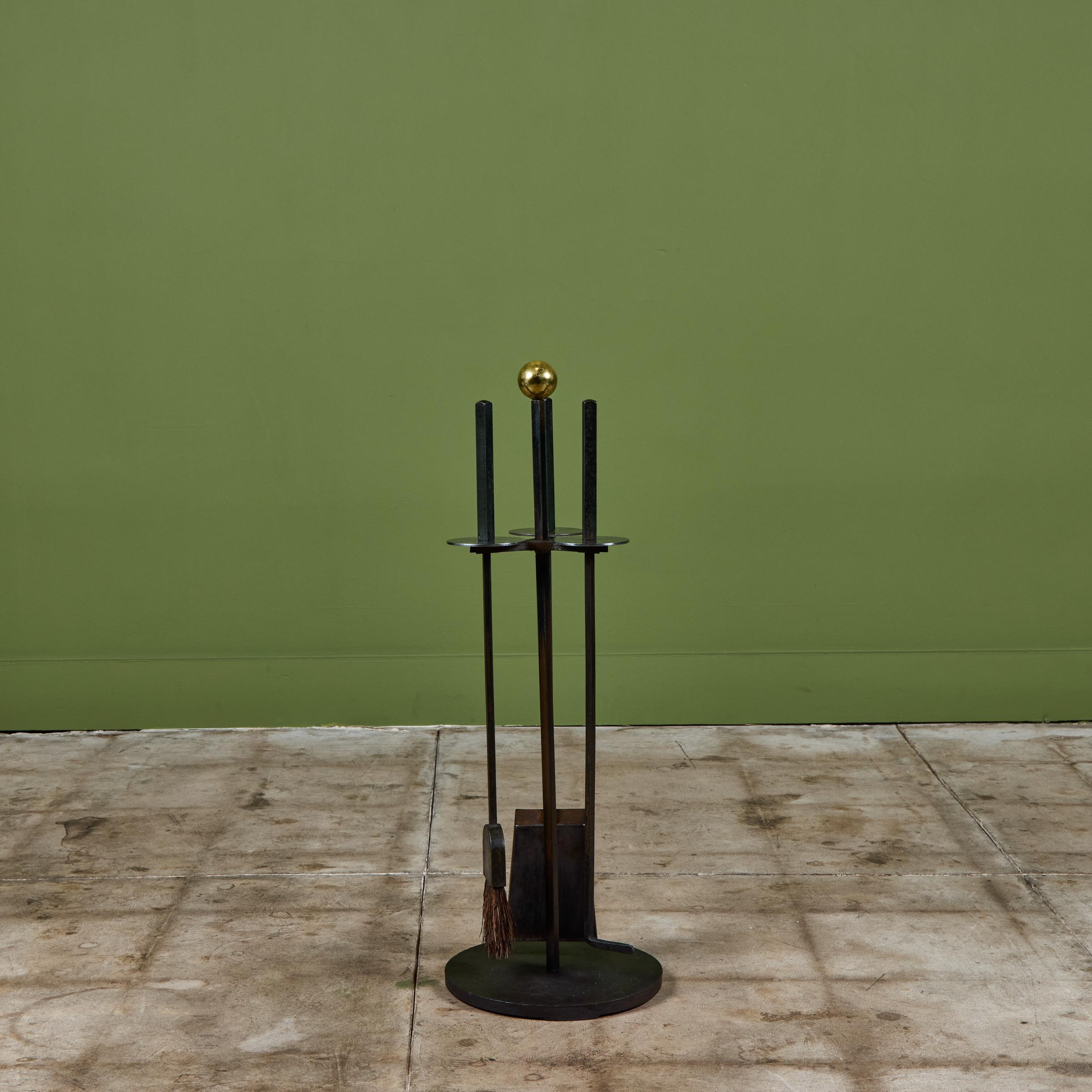 Mid-20th Century Mel Bogart Fireplace Tool Set For Sale