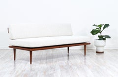 Mel Bogart Walnut & Boucle Daybed Sofa for Felmore Associates
