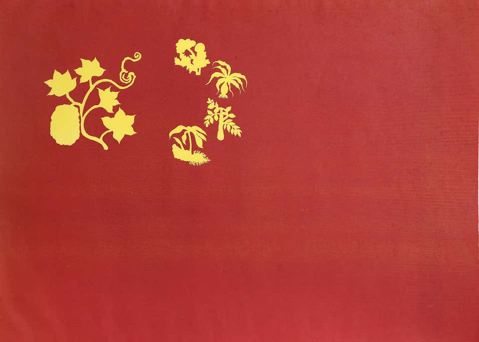 Flag of the Agricultural Revolution, Conceptual Woodcut Print by Mel Chin