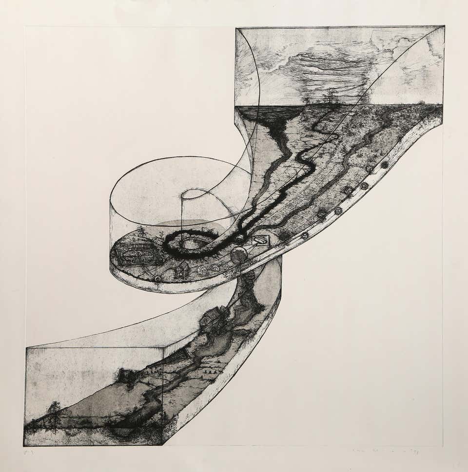Revival Ramp (B&W), Conceptual Mixed Media Print by Mel Chin