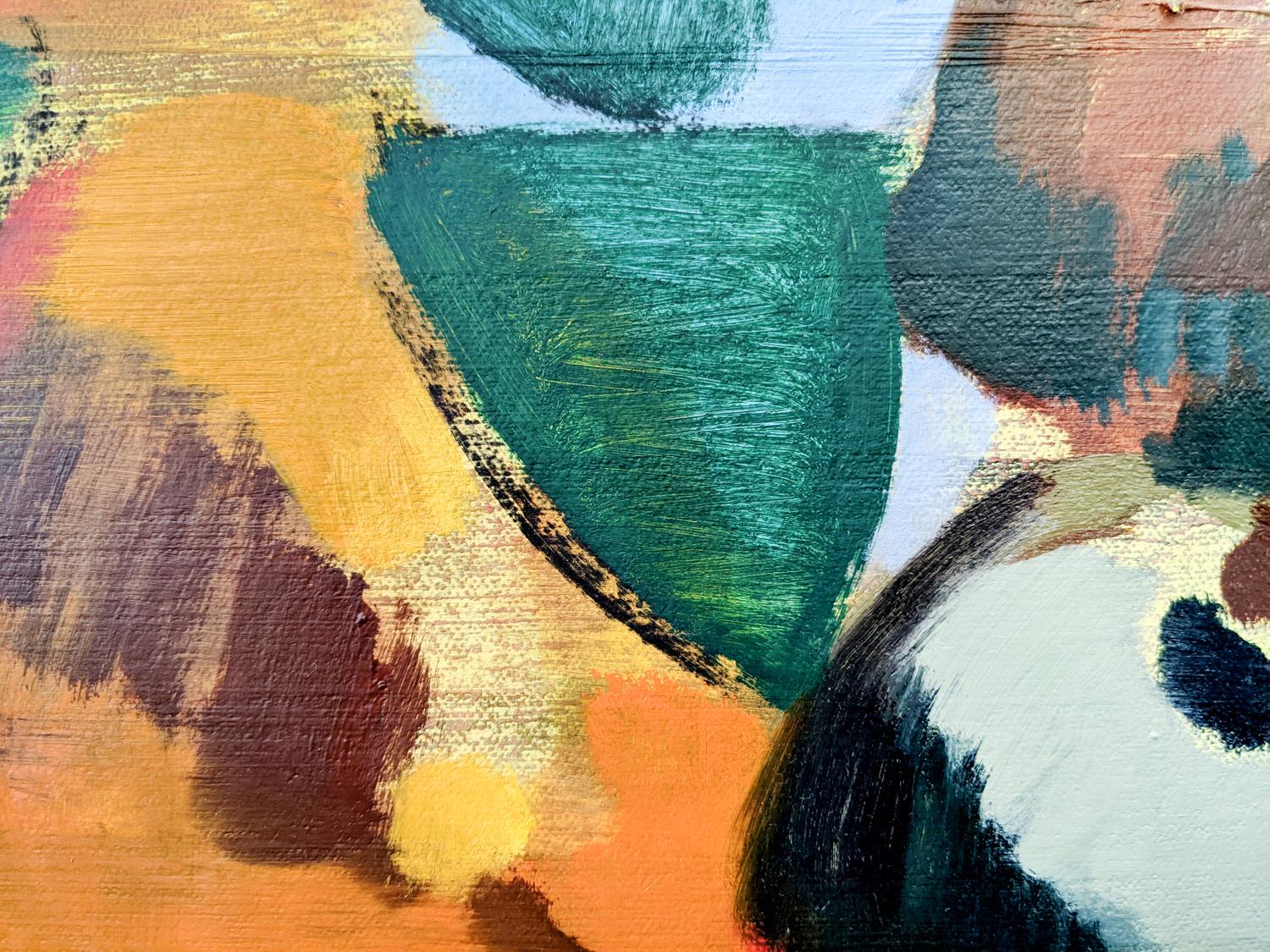 Citrus - bold, rich, colourful, abstracted still life, oil on canvas over panel - Painting by Mel Davis