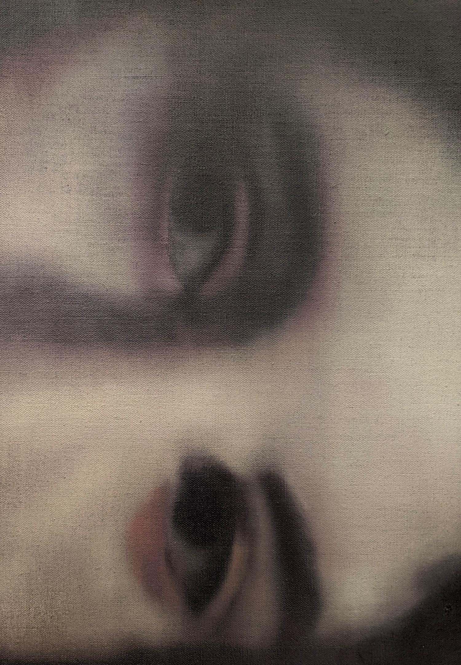 Retrato - rico, oscuro, expresivo, figurativo abstracto, óleo sobre lino - Painting de Mel Davis