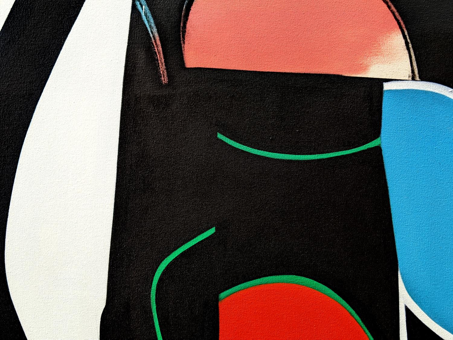 Rish and Foses 2 – ausdrucksstark, farbenfrohes, abstraktes, Öl auf Leinwand über Tafel (Orange), Abstract Painting, von Mel Davis