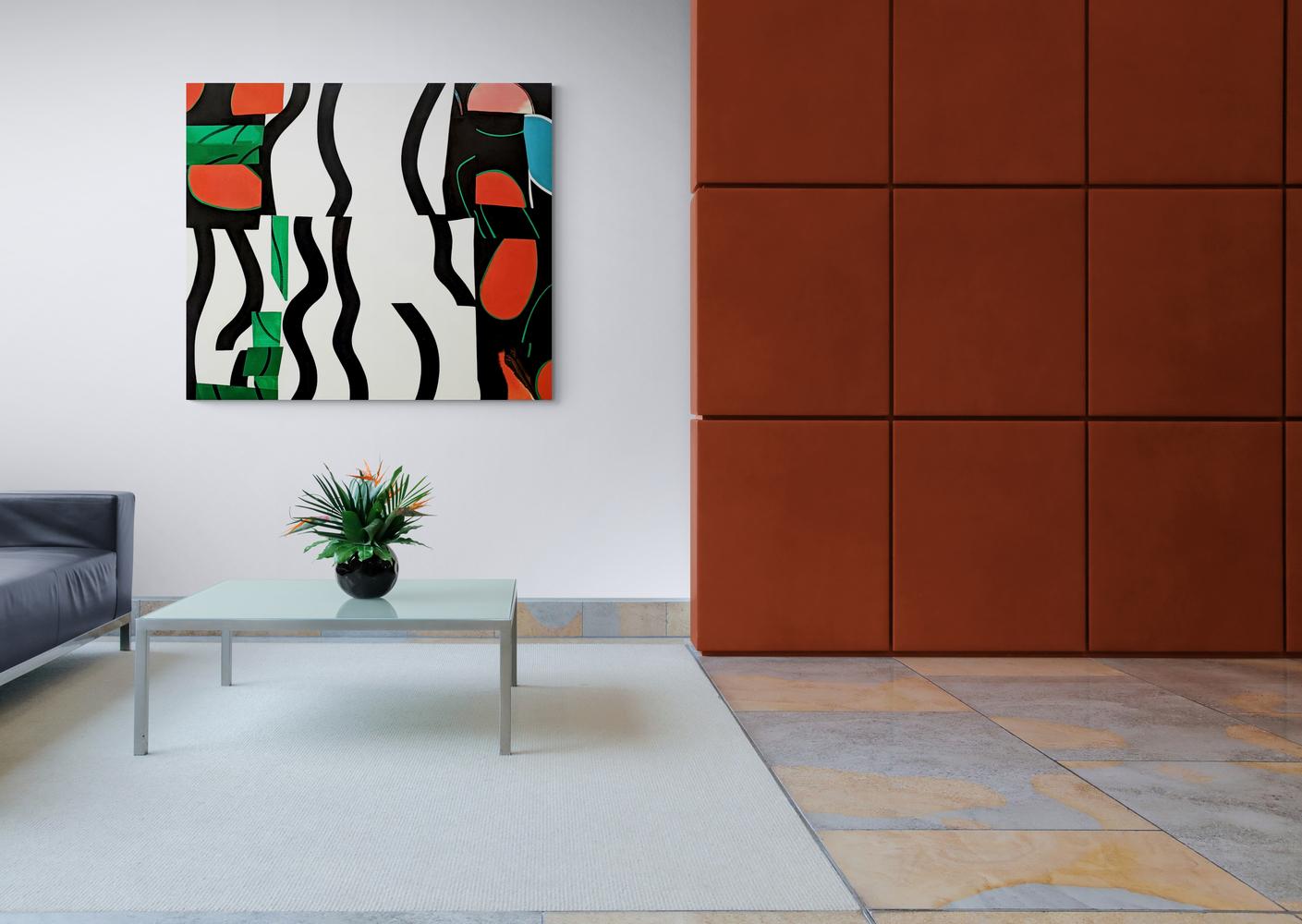 Rish and Foses 2 – ausdrucksstark, farbenfrohes, abstraktes, Öl auf Leinwand über Tafel im Angebot 3