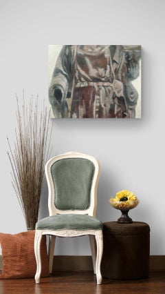 Scultura - ricca, scura, espressiva, figurativa astratta, olio su lino su pannello