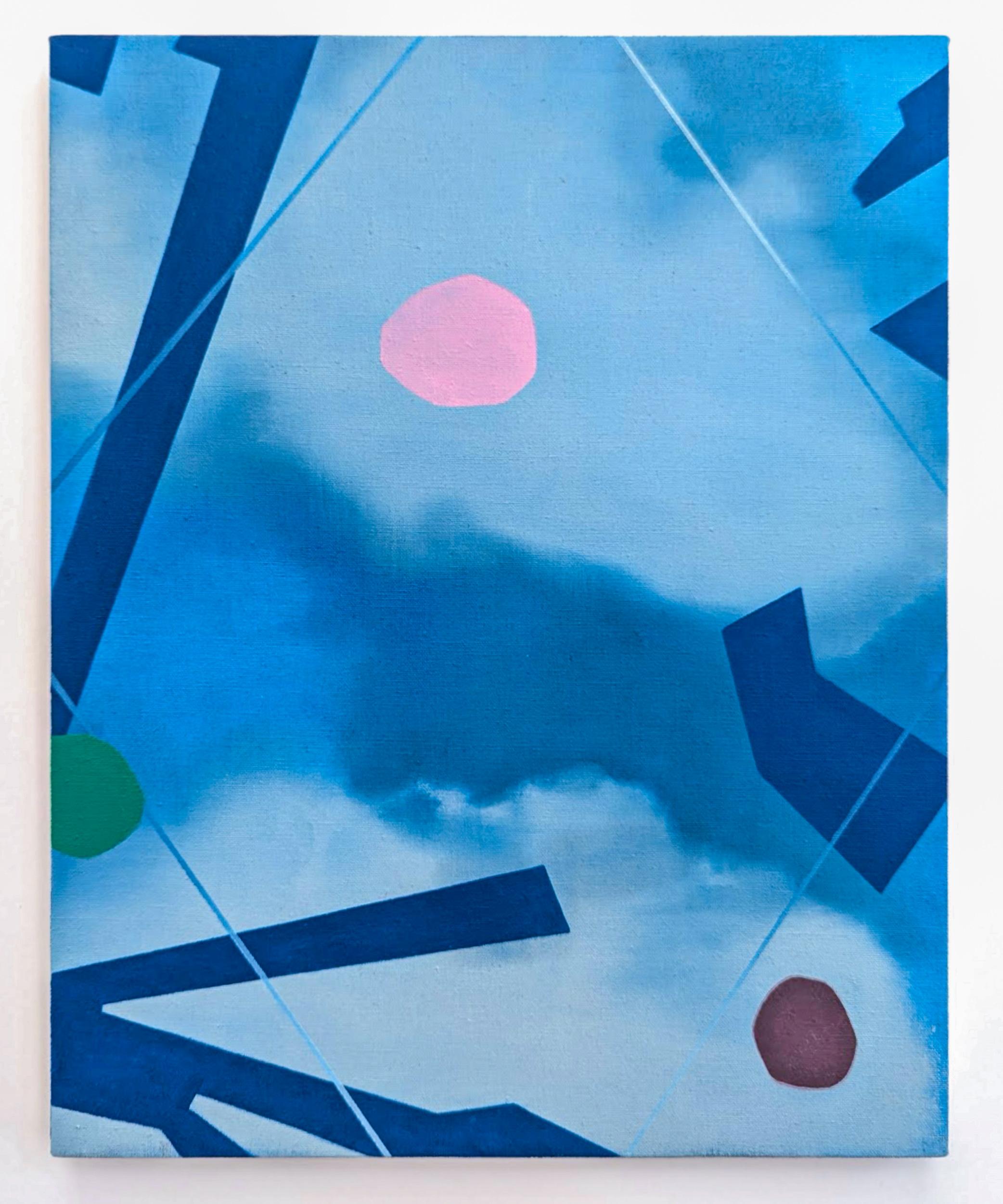 Paesaggio marino - blu, rosa, verde, contemporaneo, astratto, olio su lino - Painting Contemporaneo di Mel Davis