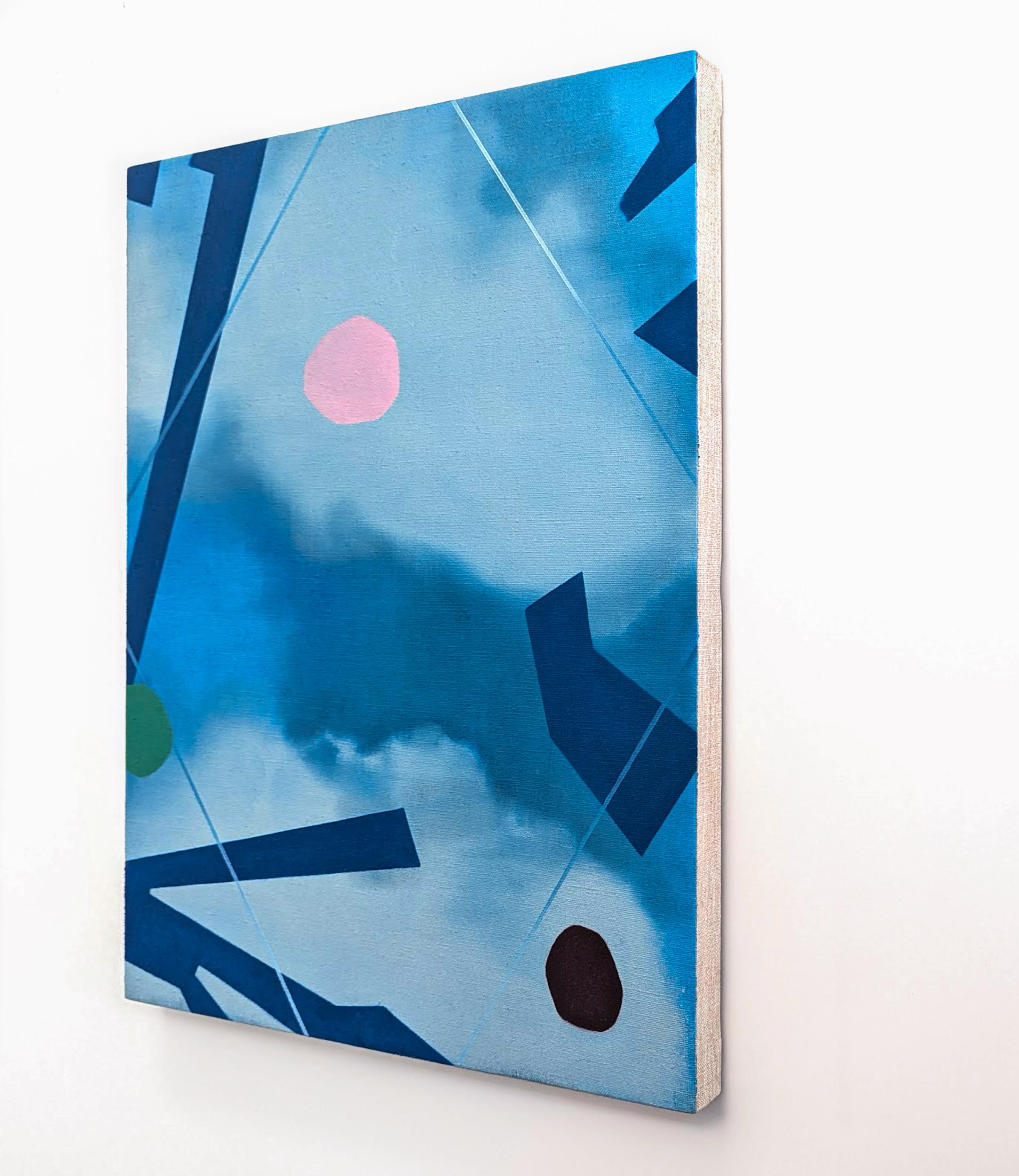 I dipinti contemporanei di Mel Davis sono noti per la loro prospettiva fresca e distintiva, la loro estetica visionaria. L'artista nata a Montreal si ispira spesso al mondo naturale. Questa composizione, una vista del cielo resa in un mix di blu e