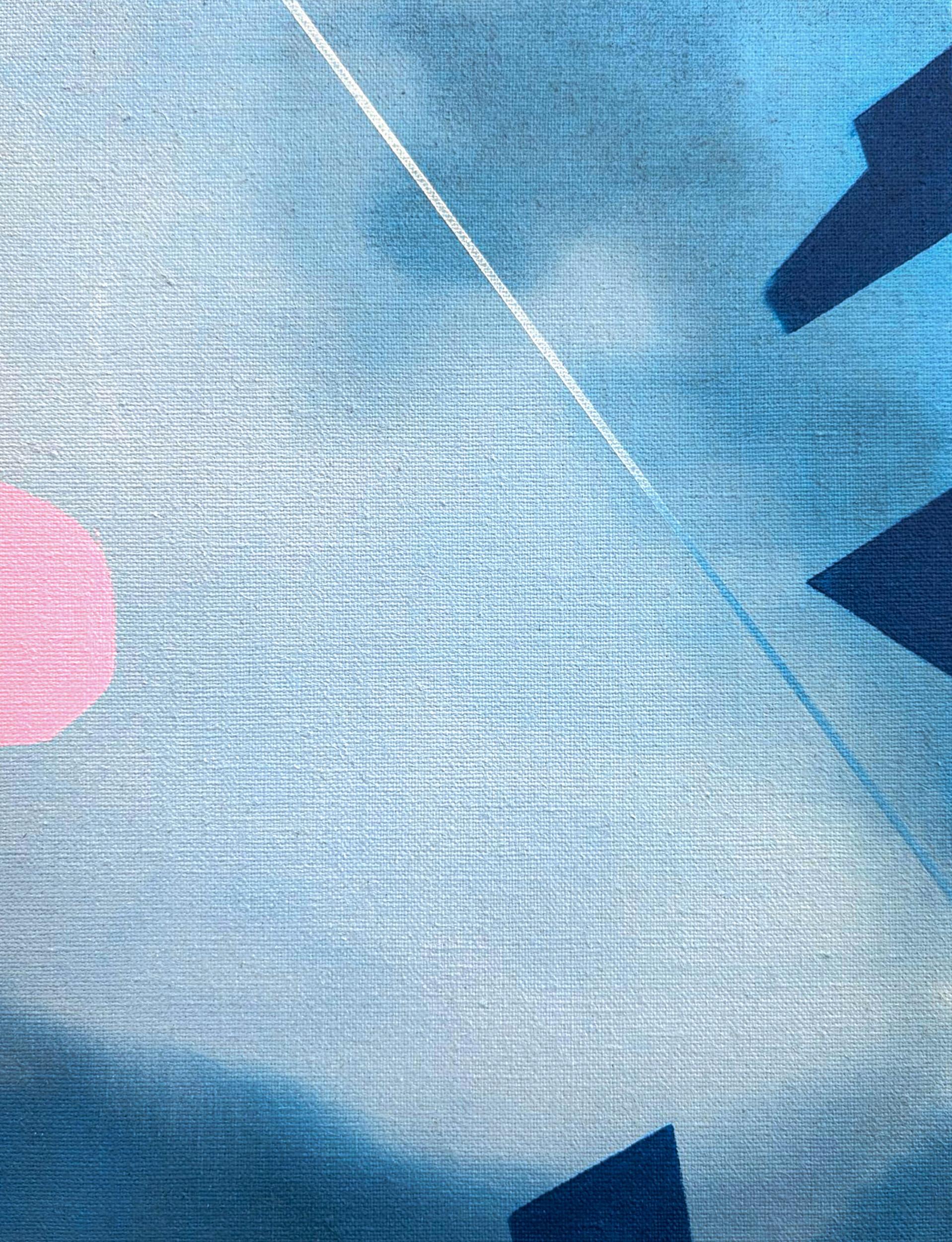Paesaggio marino - blu, rosa, verde, contemporaneo, astratto, olio su lino in vendita 2