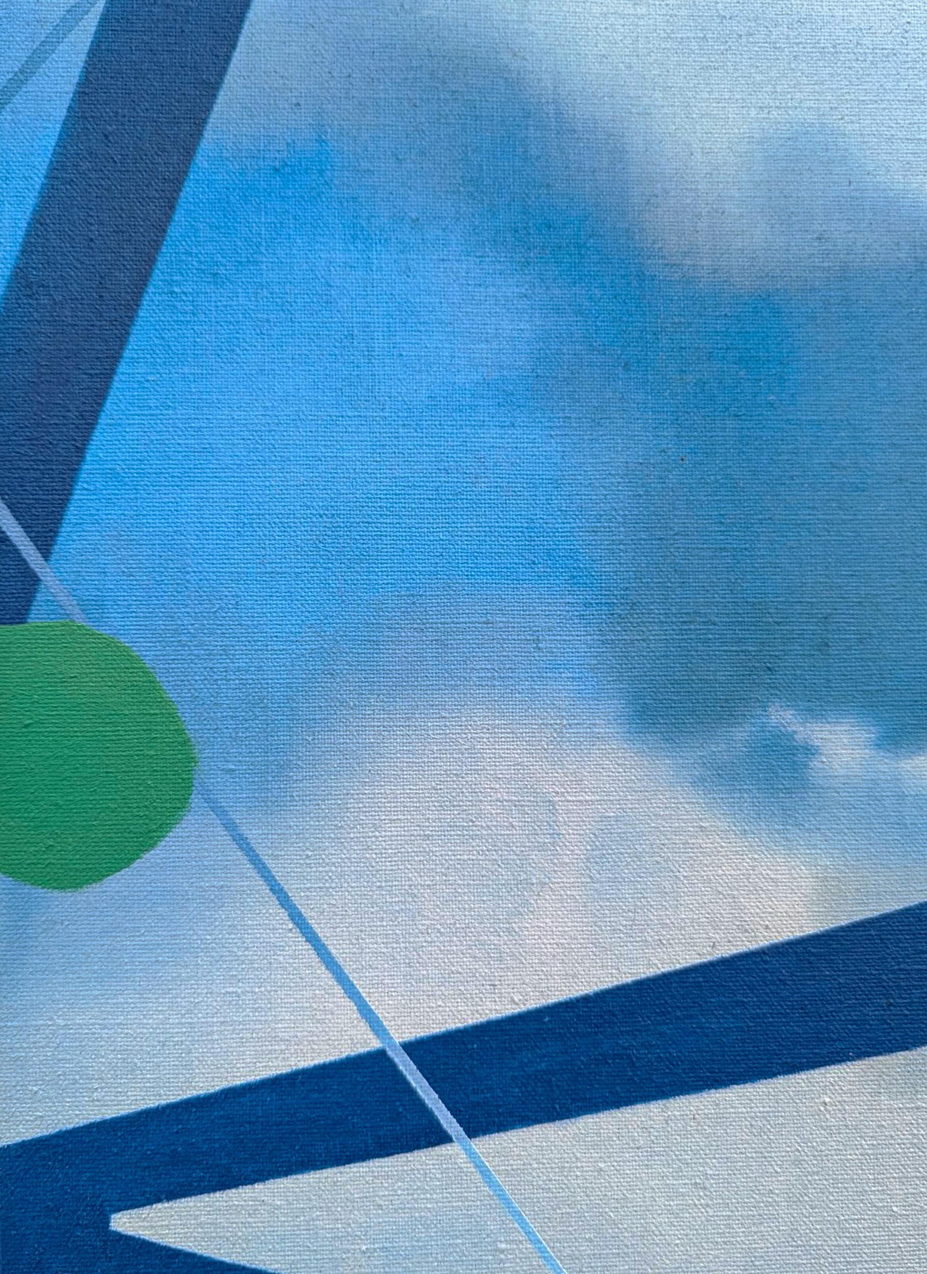 Paesaggio marino - blu, rosa, verde, contemporaneo, astratto, olio su lino in vendita 3