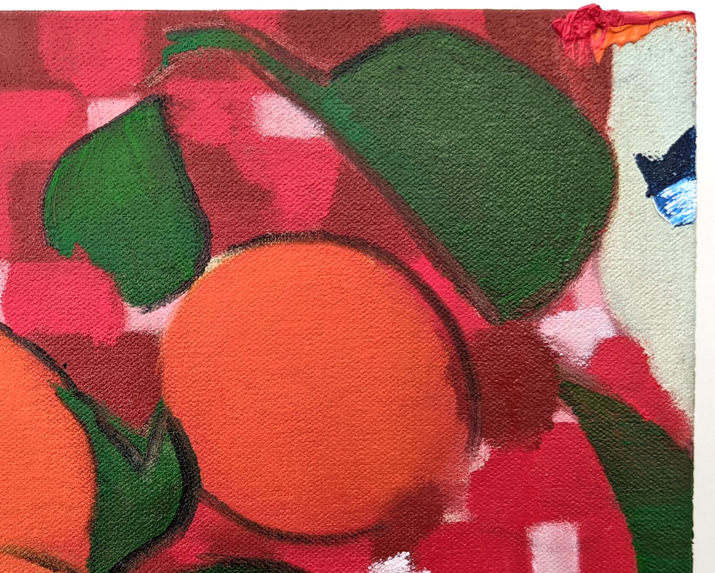 Still Life (Citrus With Drapery) - colorful, abstract, oil on canvas on panel - Contemporary Painting by Mel Davis