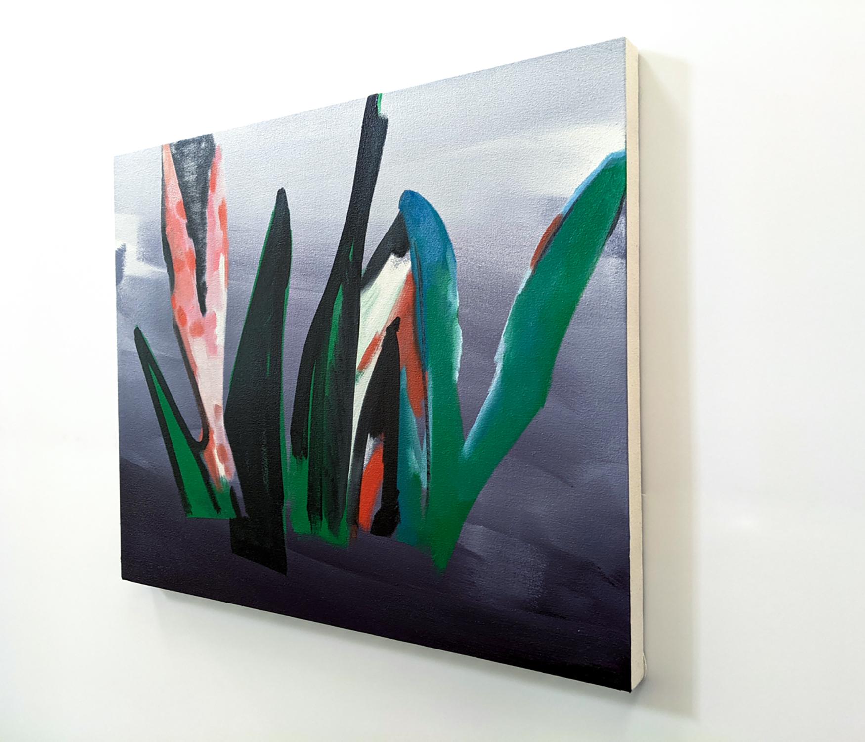 Natura morta (Studio di foglie) - contemporaneo, natura morta, olio su tela su pannello - Painting di Mel Davis