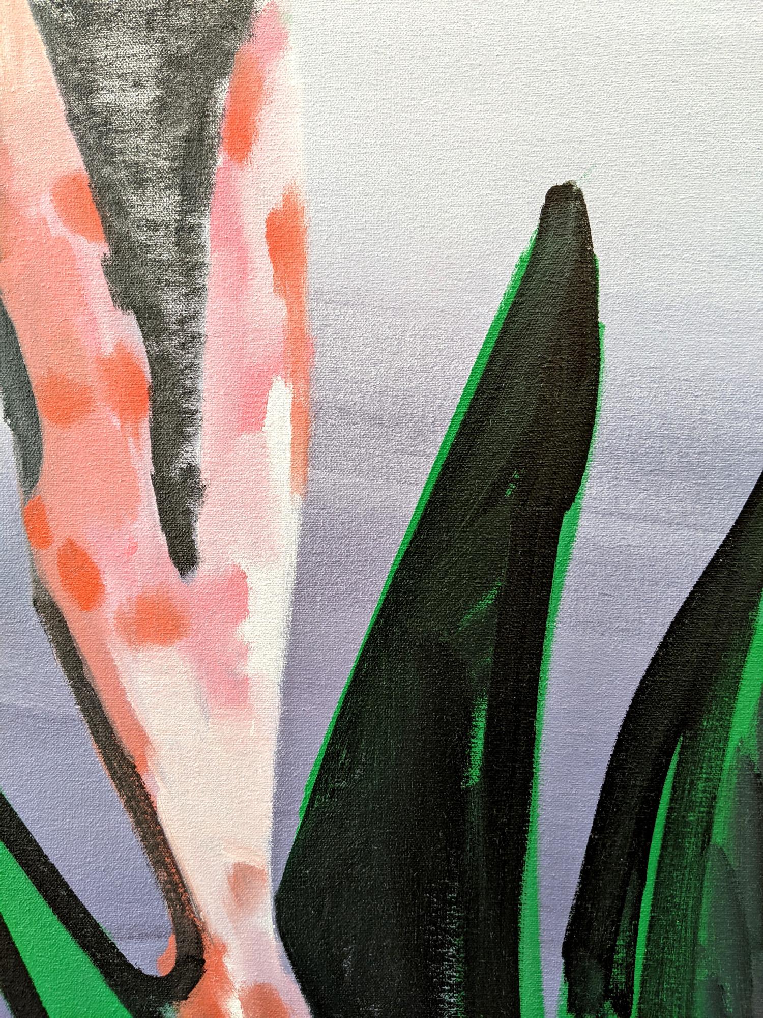 Questa natura morta contemporanea, olio su tela, su pannello è dell'artista Mel Davis. Con uno stile che ricorda il maestro francese Matisse, Mel Davis, nata a Montreal, reinventa la tradizionale natura morta. Le forme organiche, ispirate alla