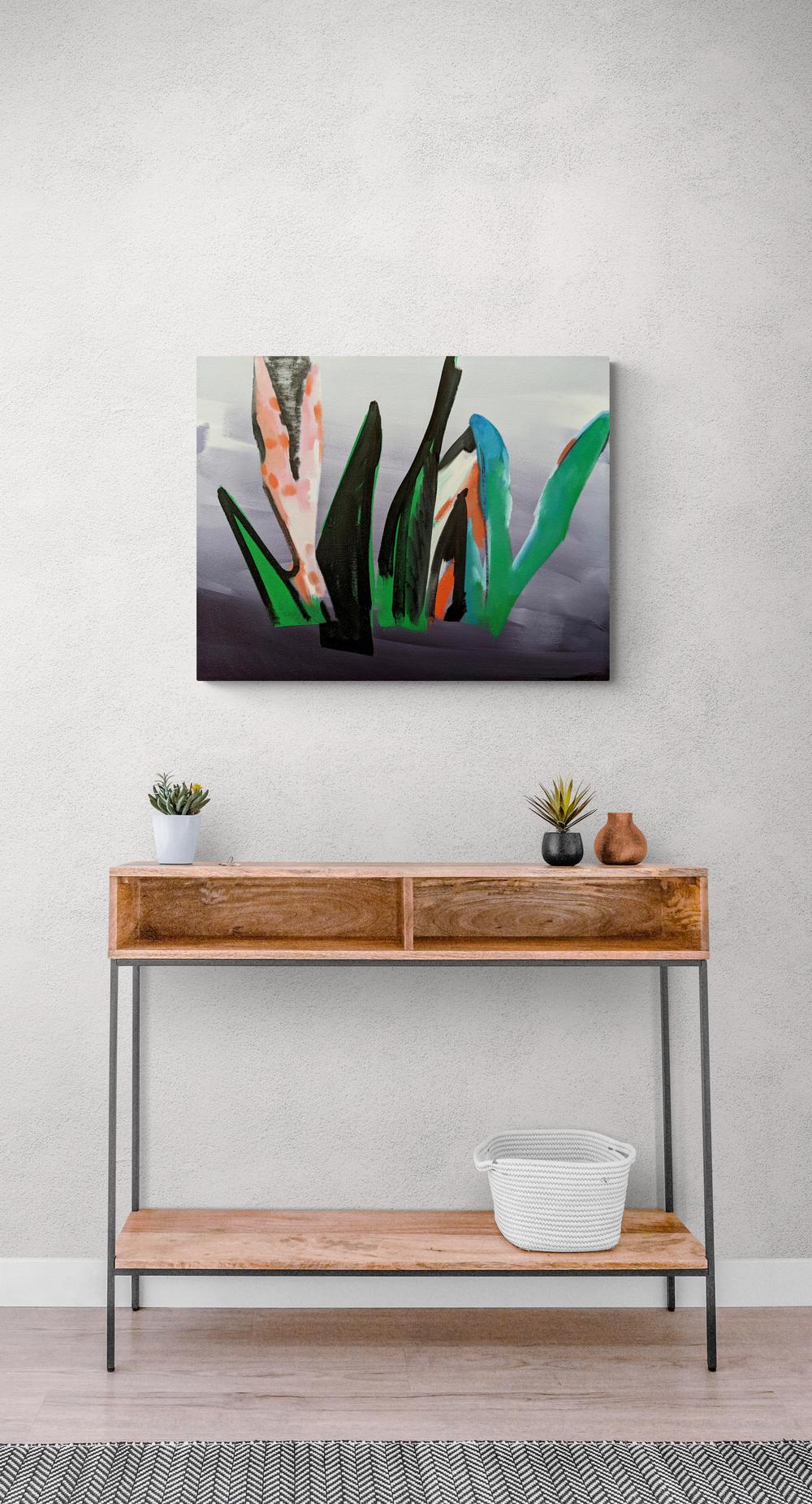 Natura morta (Studio di foglie) - contemporaneo, natura morta, olio su tela su pannello in vendita 1