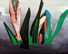 Naturaleza muerta (Estudio de hojas) - contemporáneo, naturaleza muerta, óleo sobre lienzo sobre panel