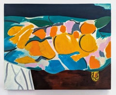 Natura morta con cassettone - natura morta contemporanea e astratta, olio su tela