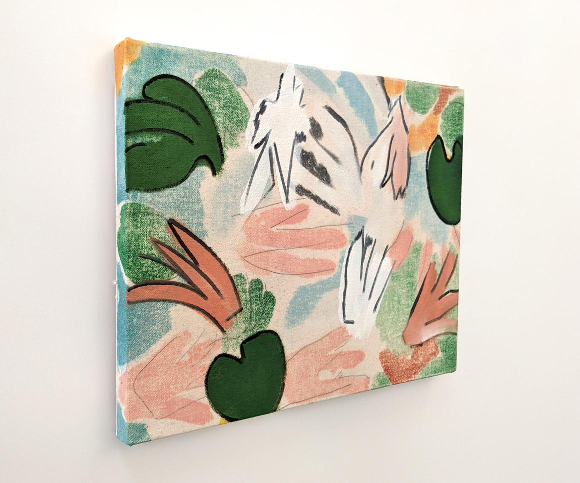 Strong Feelings Lilien – üppiges, abstraktes Stillleben, Öl auf Leinwand über Tafel – Painting von Mel Davis