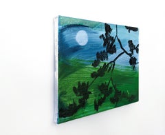 Strong Feelings Moon - contemporaneo, paesaggio, olio su tela su pannello
