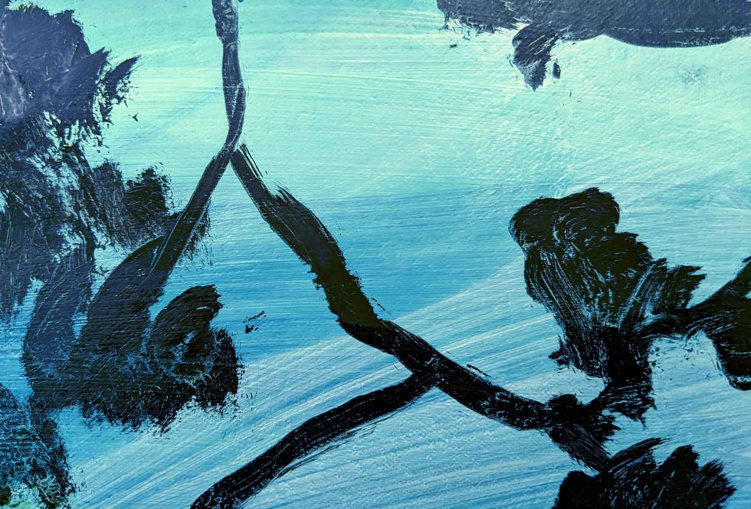 Strong Feelings Moon - contemporaneo, paesaggio, olio su tela su pannello 1