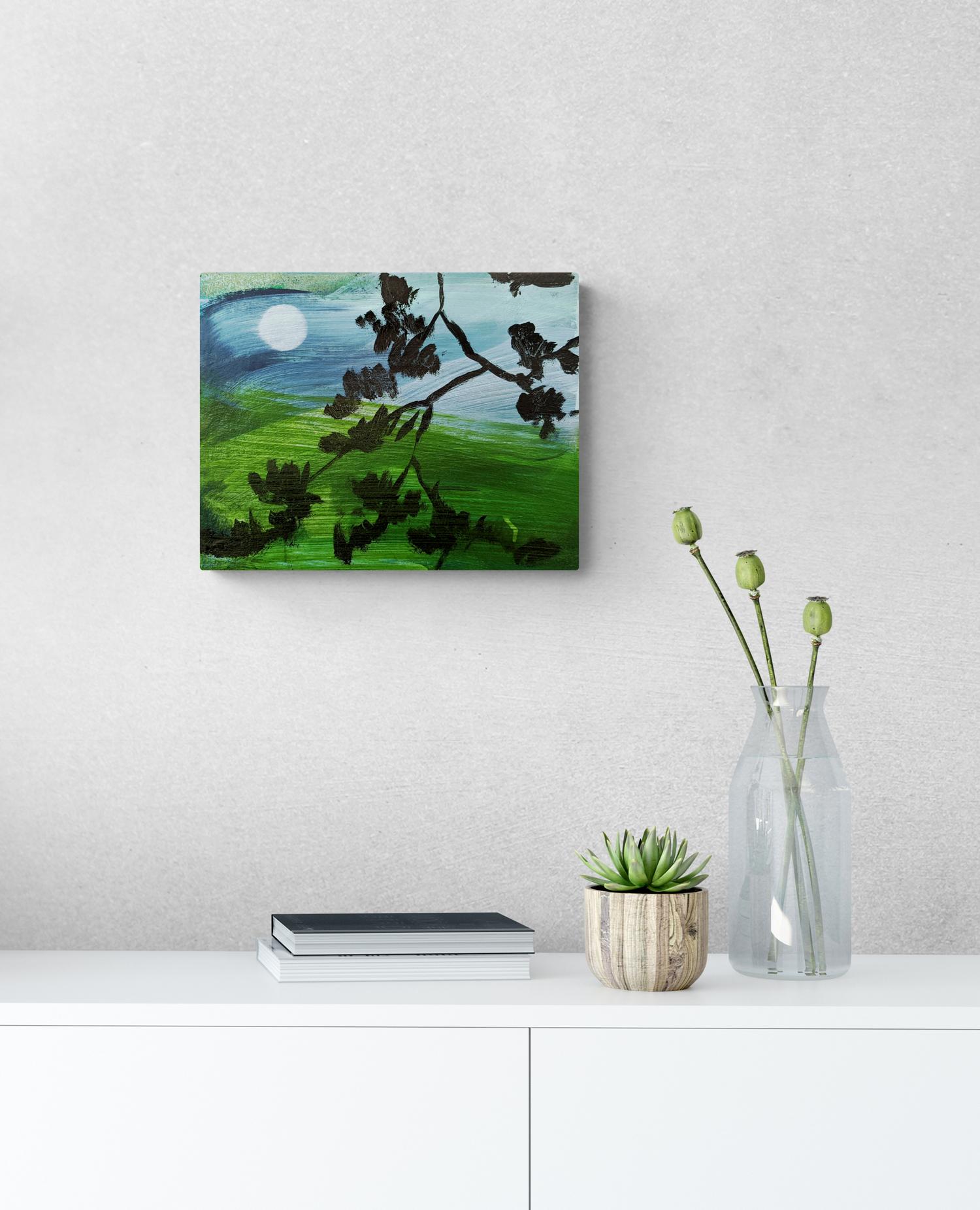 Strong Feelings Moon - contemporaneo, paesaggio, olio su tela su pannello 2