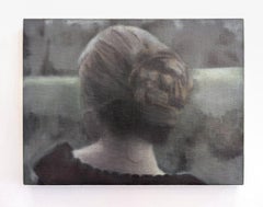 In attesa -  contemporaneo, ritratto, astratto figurativo, olio su lino