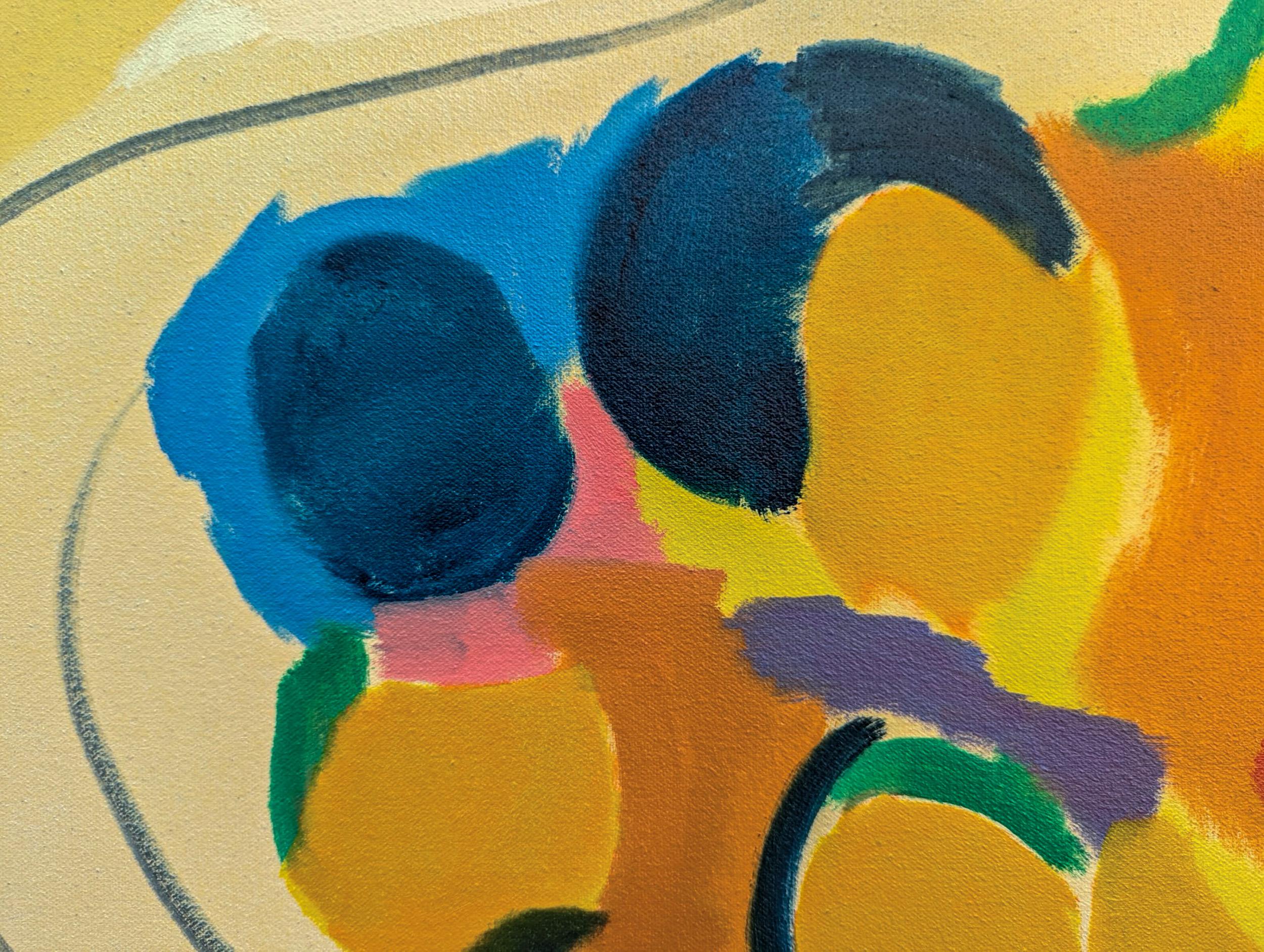 Yellow Bowl - nature morte contemporaine, abstraite, huile sur toile en vente 2