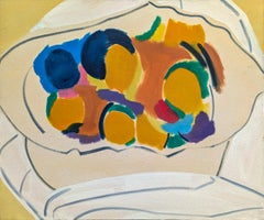 Cuenco amarillo - bodegón contemporáneo y abstracto, óleo sobre lienzo