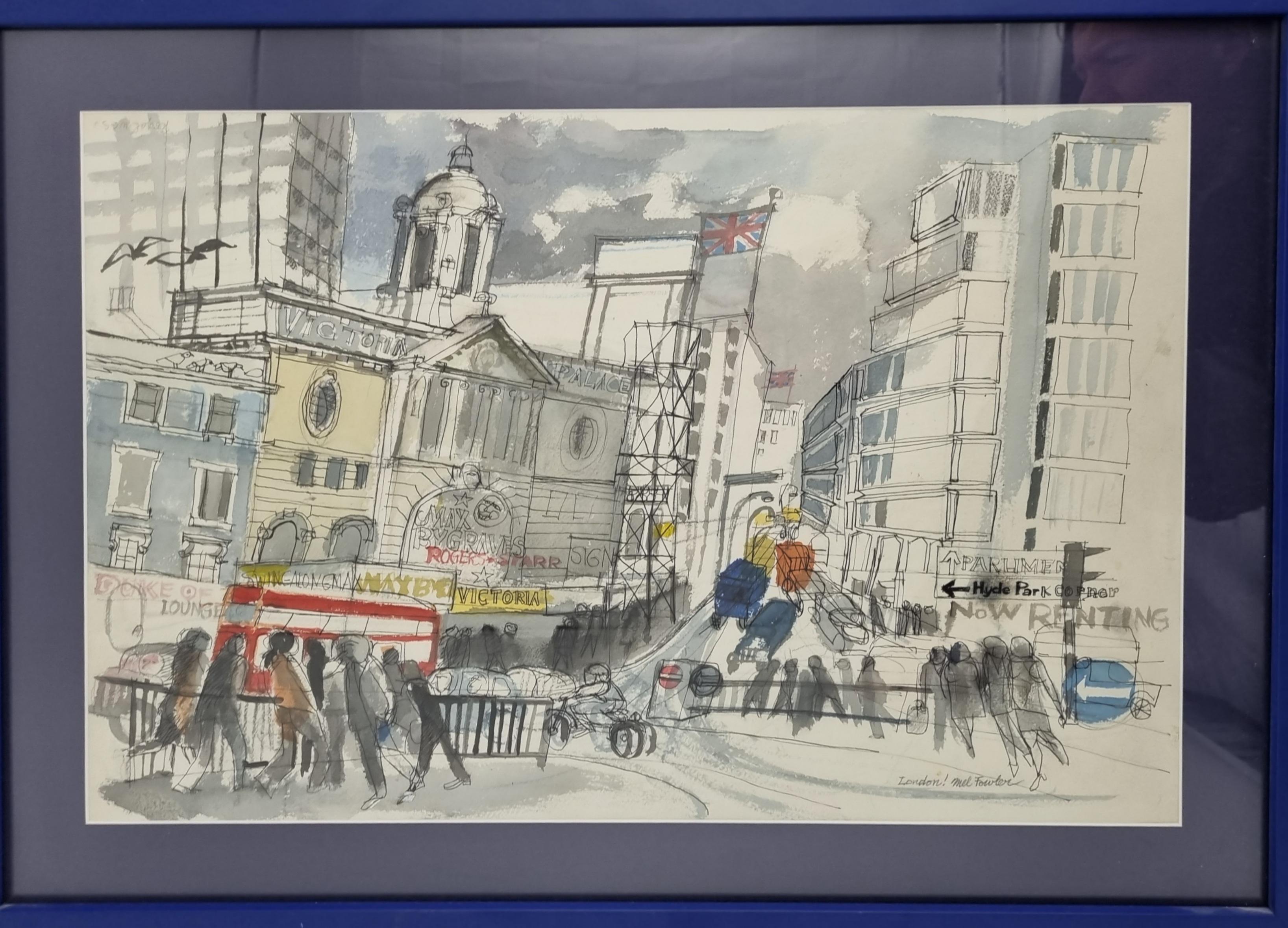 20th Century Cityscape Painting by Mel Fowler (1921-1987) For Sale 1