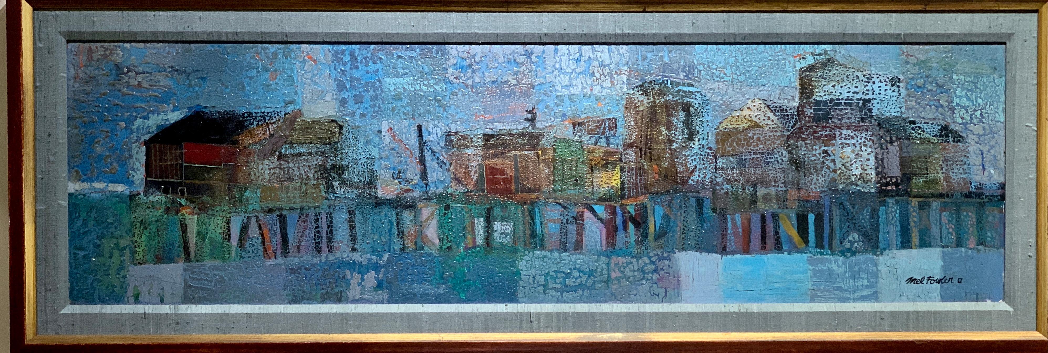Mel Fowler Abstract Painting – Abstraktes amerikanisches Mid-Century  möglicherweise Fisherman's Wharf San Francisco, Ca