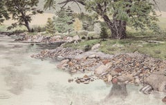 Antike Ulme, amerikanische realistische Lithographie von Mel Hunter