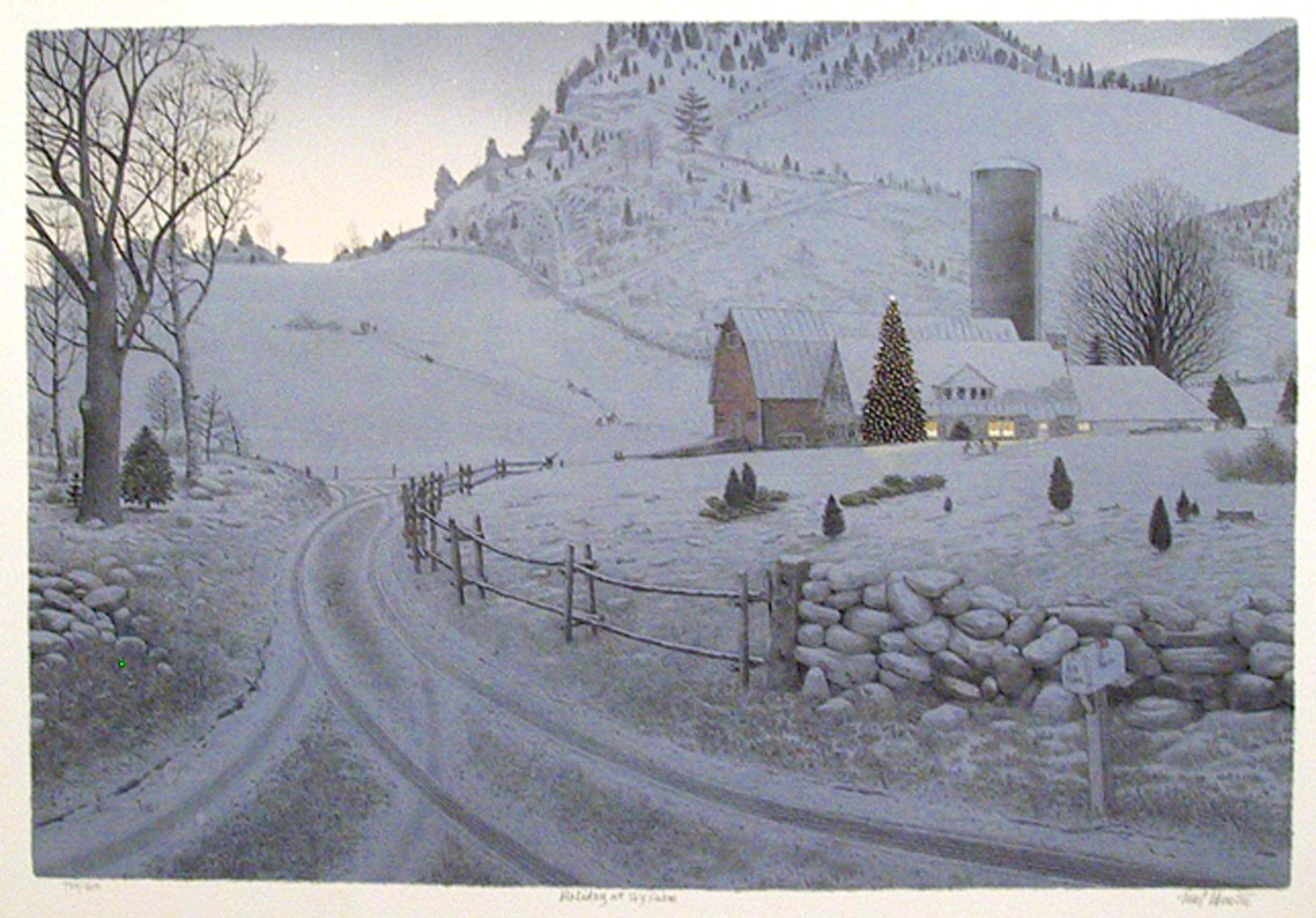 Holiday at Sky Farm, American Realist Lithograph by Mel Hunter