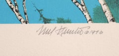 Nel nostro boschetto di betulle, litografia realista americana di Mel Hunter