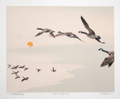 North Over Hudson Bay, lithographie réaliste américaine de Mel Hunter