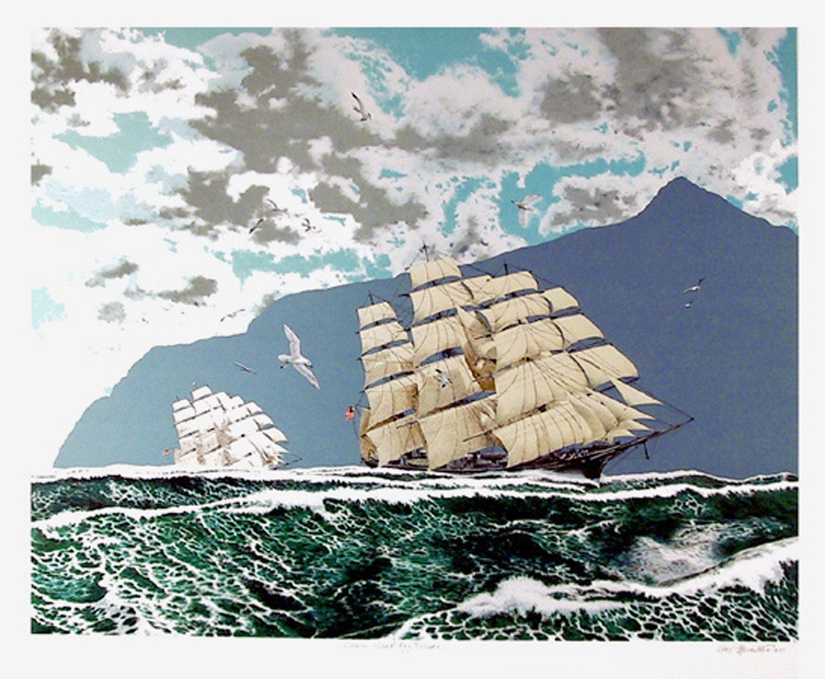 Raven Ahead of Timor, American Realist Lithograph by Mel Hunter