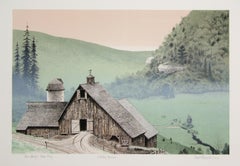 Valley Farm, American Realist Lithograph by Mel Hunter