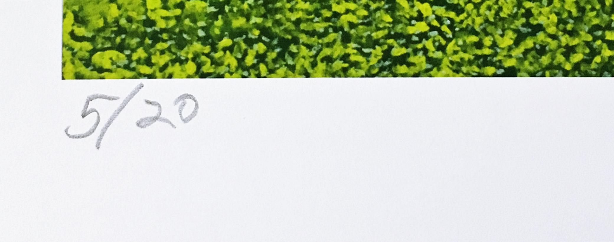 Homage to famed modernist sculptor Isaac Witkin, at Grounds for Sculpture Signed - Black Portrait Print by Mel Leipzig