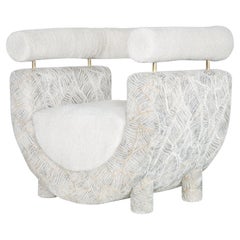 Mel Lounge Chair by Rute Martins for Greenapple, Pearl Bouclé and Beige Velvet